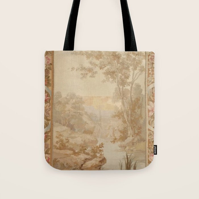 Antique 18th Century French Aubusson Pastel Verdure Tapestry Tote Bag Gallery Image 1