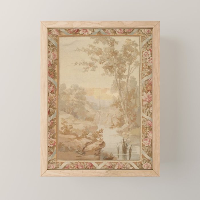 Antique 18th Century French Aubusson Pastel Verdure Tapestry Mini Art Print Gallery Image 1
