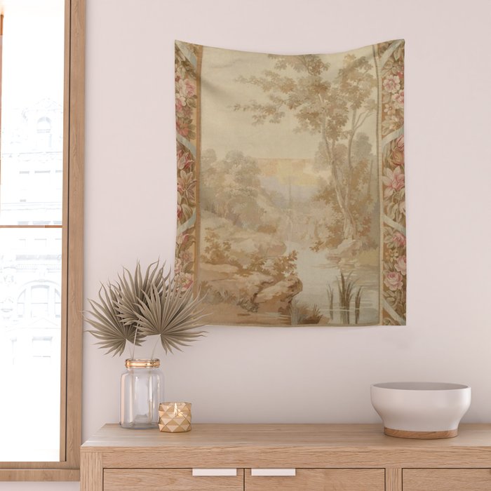 Antique 18th Century French Aubusson Pastel Verdure Tapestry Wall Tapestry Gallery Image 2