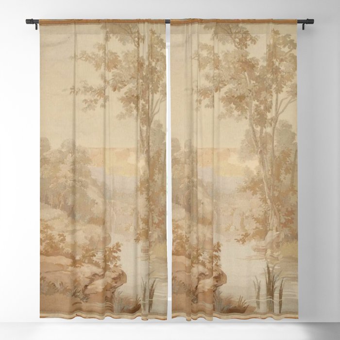 Antique 18th Century French Aubusson Pastel Verdure Tapestry Window Curtain Gallery Image 1