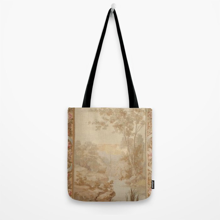 Antique 18th Century French Aubusson Pastel Verdure Tapestry Tote Bag Gallery Image 2