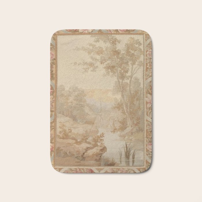Antique 18th Century French Aubusson Pastel Verdure Tapestry Bath Mat Gallery Image 1