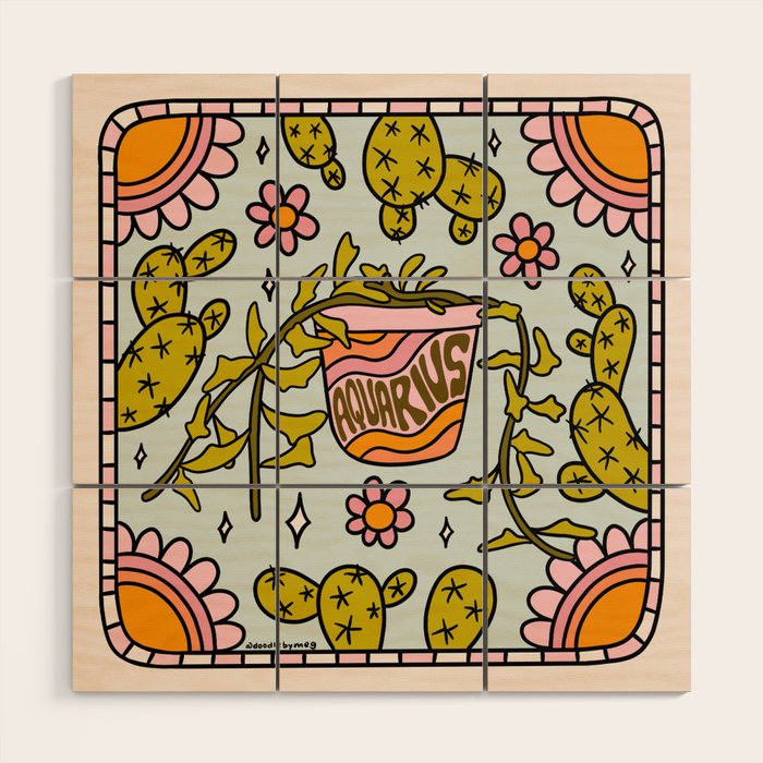Aquarius Cactus Wood Wall Art Gallery Image 1
