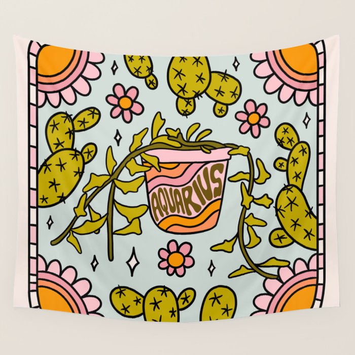 Aquarius Cactus Wall Tapestry Gallery Image 1