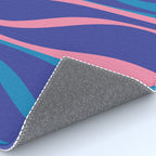 Mid Century Modern Retro Lounge Striped Ogee Pattern in Modtastic Blue and Pink Rug Gallery Image 4