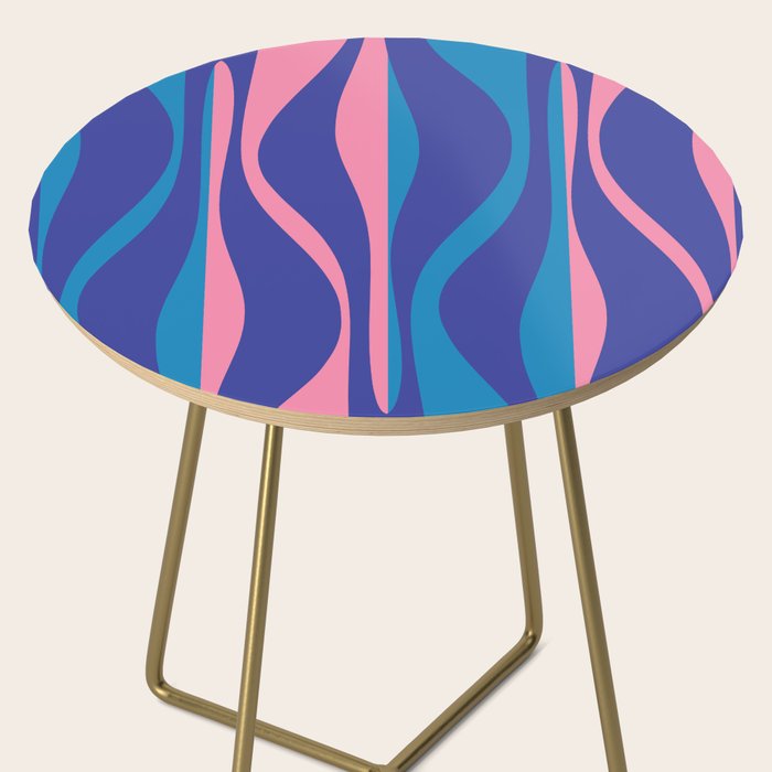 Mid Century Modern Retro Lounge Striped Ogee Pattern in Modtastic Blue and Pink Side Table Gallery Image 2