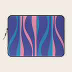 Mid Century Modern Retro Lounge Striped Ogee Pattern in Modtastic Blue and Pink Laptop Sleeve Gallery Image 1