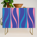 Mid Century Modern Retro Lounge Striped Ogee Pattern in Modtastic Blue and Pink Credenza Gallery Image 1