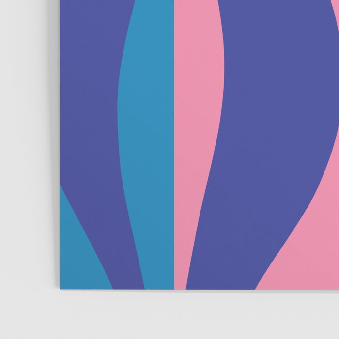 Mid Century Modern Retro Lounge Striped Ogee Pattern in Modtastic Blue and Pink Poster Gallery Image 3