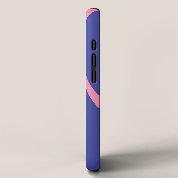 Mid Century Modern Retro Lounge Striped Ogee Pattern in Modtastic Blue and Pink iPhone Case Gallery Image 2