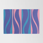 Mid Century Modern Retro Lounge Striped Ogee Pattern in Modtastic Blue and Pink Rug Gallery Image 2