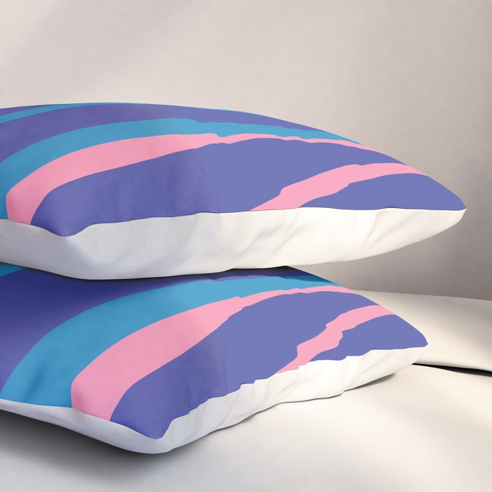 Mid Century Modern Retro Lounge Striped Ogee Pattern in Modtastic Blue and Pink Pillow Sham Gallery Image 3