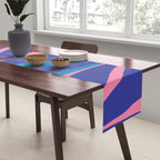 Mid Century Modern Retro Lounge Striped Ogee Pattern in Modtastic Blue and Pink Table Runner Gallery Image 2