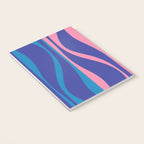 Mid Century Modern Retro Lounge Striped Ogee Pattern in Modtastic Blue and Pink Notebook Gallery Image 3