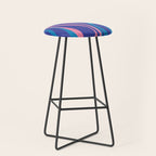 Mid Century Modern Retro Lounge Striped Ogee Pattern in Modtastic Blue and Pink Stool Gallery Image 1