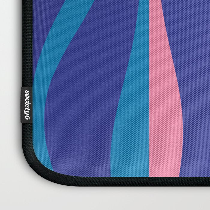 Mid Century Modern Retro Lounge Striped Ogee Pattern in Modtastic Blue and Pink Laptop Sleeve Gallery Image 3