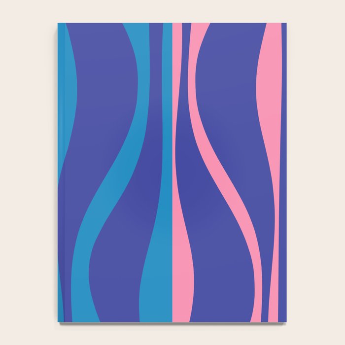 Mid Century Modern Retro Lounge Striped Ogee Pattern in Modtastic Blue and Pink Notebook Gallery Image 4