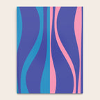 Mid Century Modern Retro Lounge Striped Ogee Pattern in Modtastic Blue and Pink Notebook Gallery Image 4