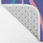 Mid Century Modern Retro Lounge Striped Ogee Pattern in Modtastic Blue and Pink Bath Mat Gallery Image 2