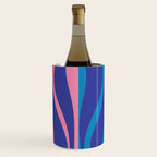 Mid Century Modern Retro Lounge Striped Ogee Pattern in Modtastic Blue and Pink Wine Chiller Gallery Image 1