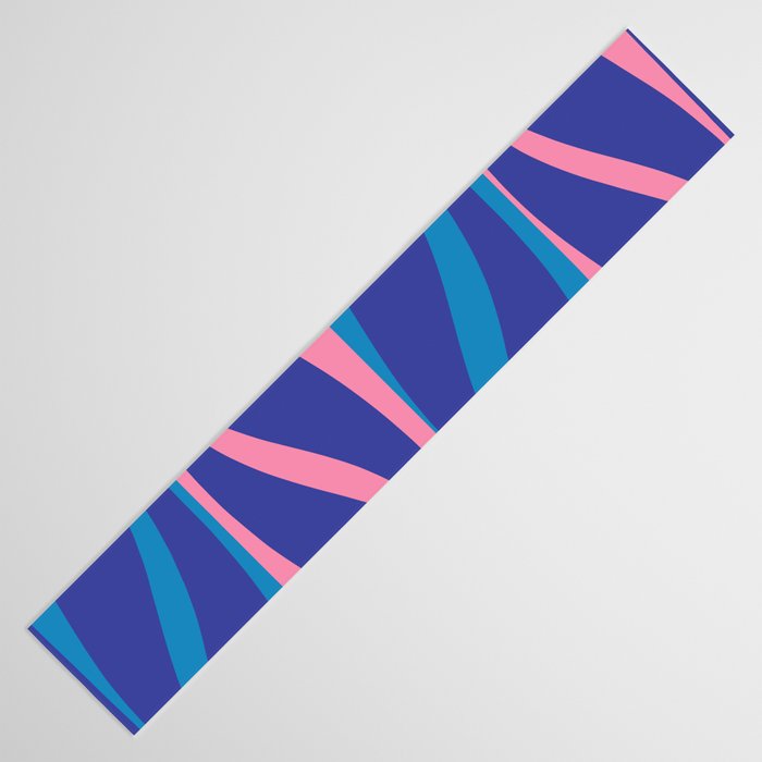 Mid Century Modern Retro Lounge Striped Ogee Pattern in Modtastic Blue and Pink Table Runner Gallery Image 3