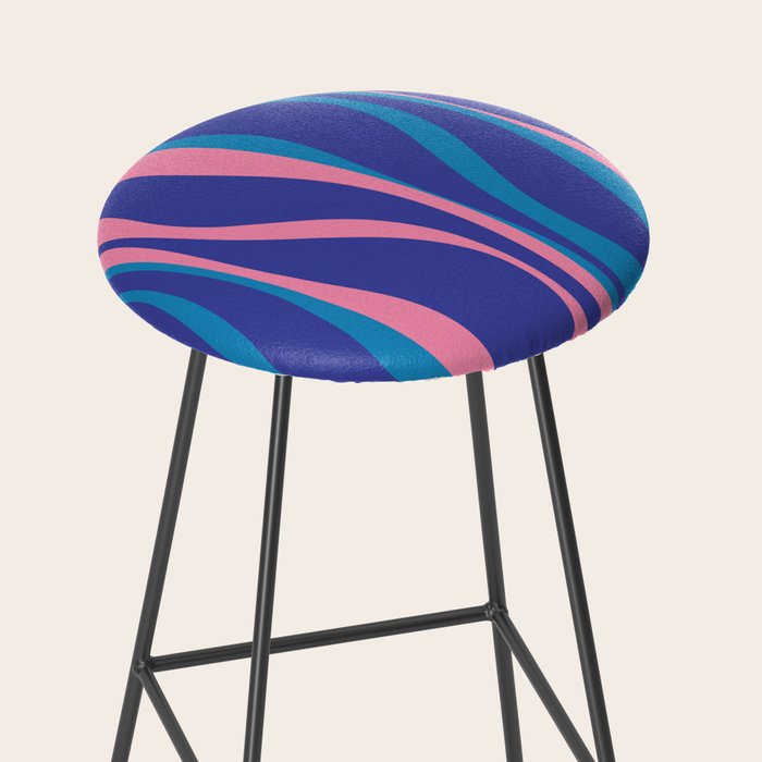 Mid Century Modern Retro Lounge Striped Ogee Pattern in Modtastic Blue and Pink Stool Gallery Image 2
