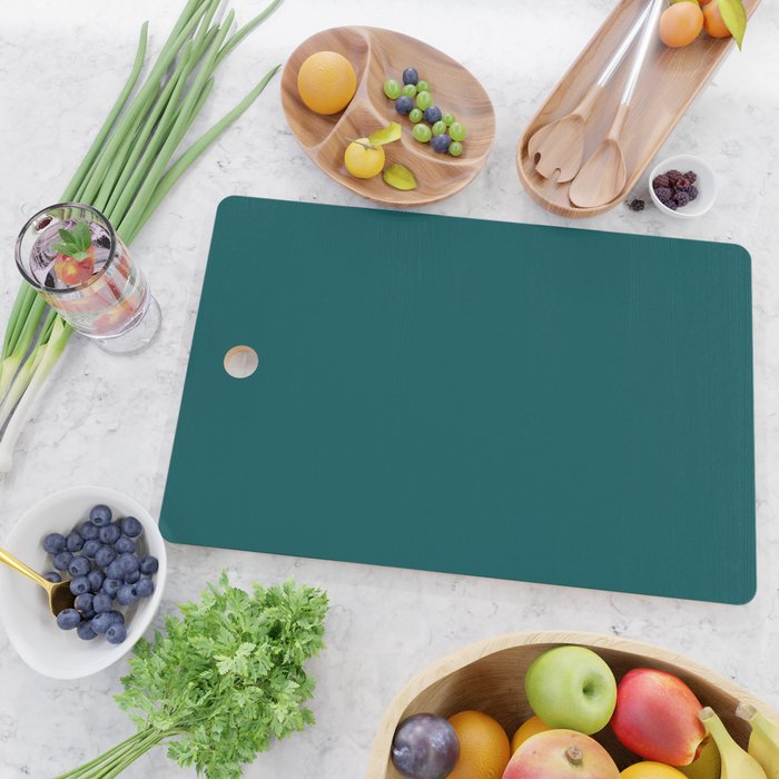 Botanical Teal Green Solid Color Cutting Board Gallery Image 2