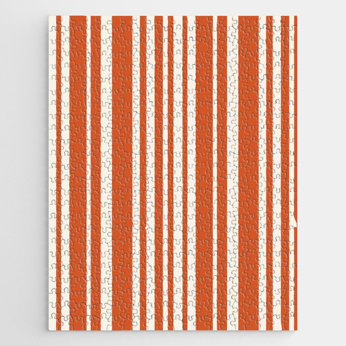 Classic Stripes XLVIII - Bright Retro Red Jigsaw Puzzle Gallery Image 1