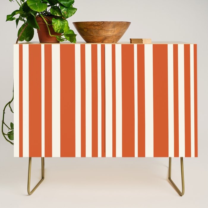 Classic Stripes XLVIII - Bright Retro Red Credenza Gallery Image 1