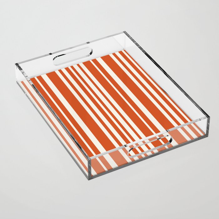 Classic Stripes XLVIII - Bright Retro Red Acrylic Tray Gallery Image 1