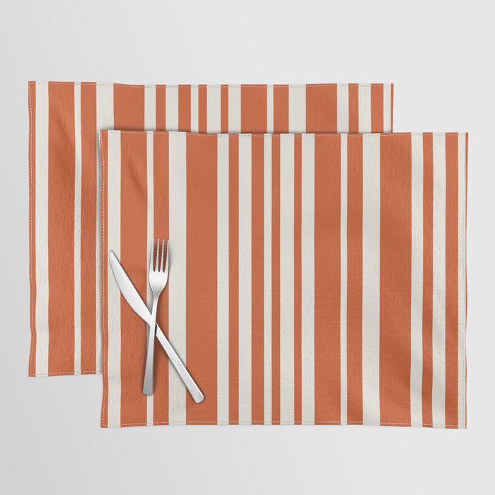 Classic Stripes XLVIII - Bright Retro Red Placemat Gallery Image 1
