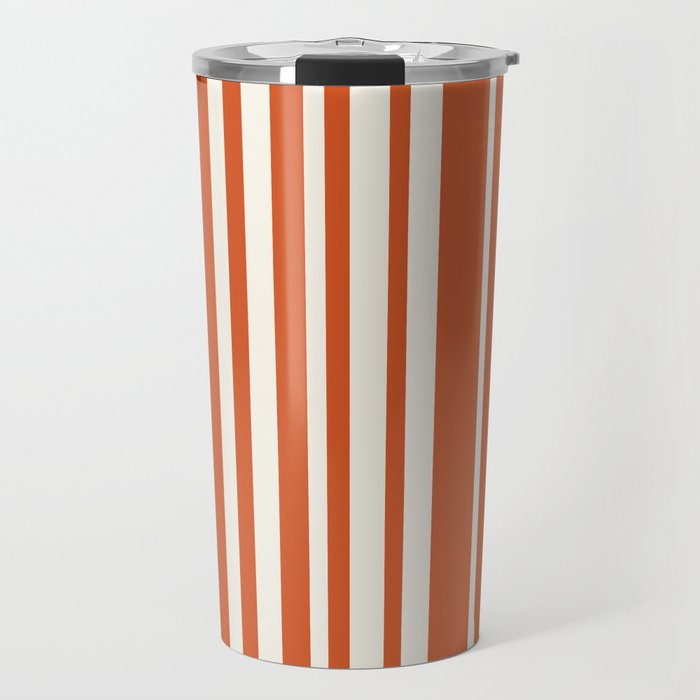 Classic Stripes XLVIII - Bright Retro Red Travel Mug Gallery Image 1