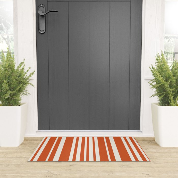 Classic Stripes XLVIII - Bright Retro Red Welcome Mat Gallery Image 3