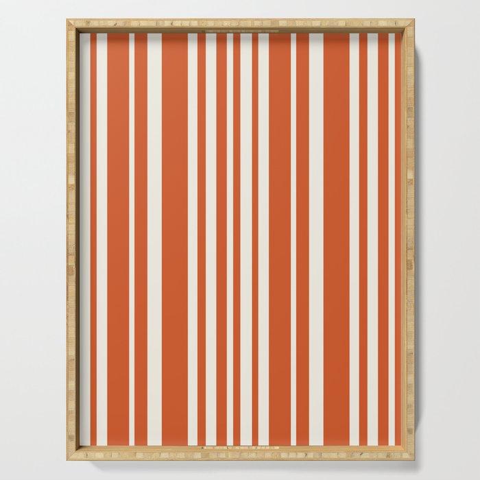 Classic Stripes XLVIII - Bright Retro Red Serving Tray Gallery Image 1