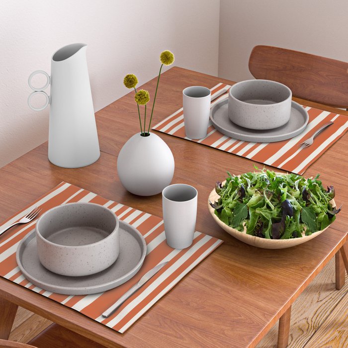 Classic Stripes XLVIII - Bright Retro Red Placemat Gallery Image 2