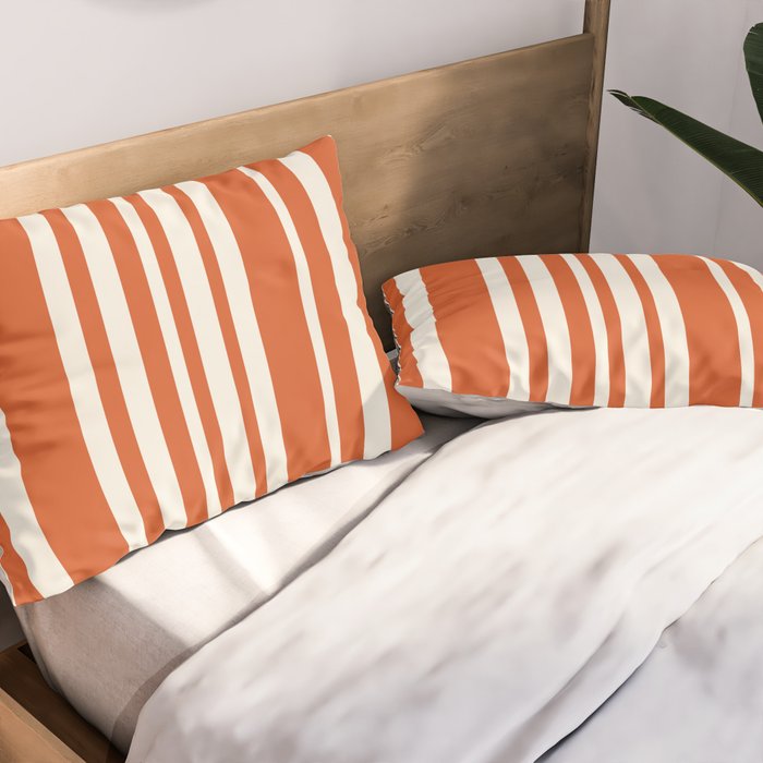 Classic Stripes XLVIII - Bright Retro Red Pillow Sham Gallery Image 2