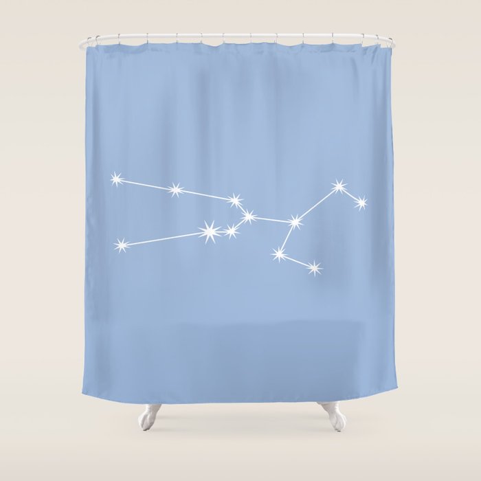 Taurus Zodiac Star Constellation Line Art Sky Blue Shower Curtain Gallery Image 1
