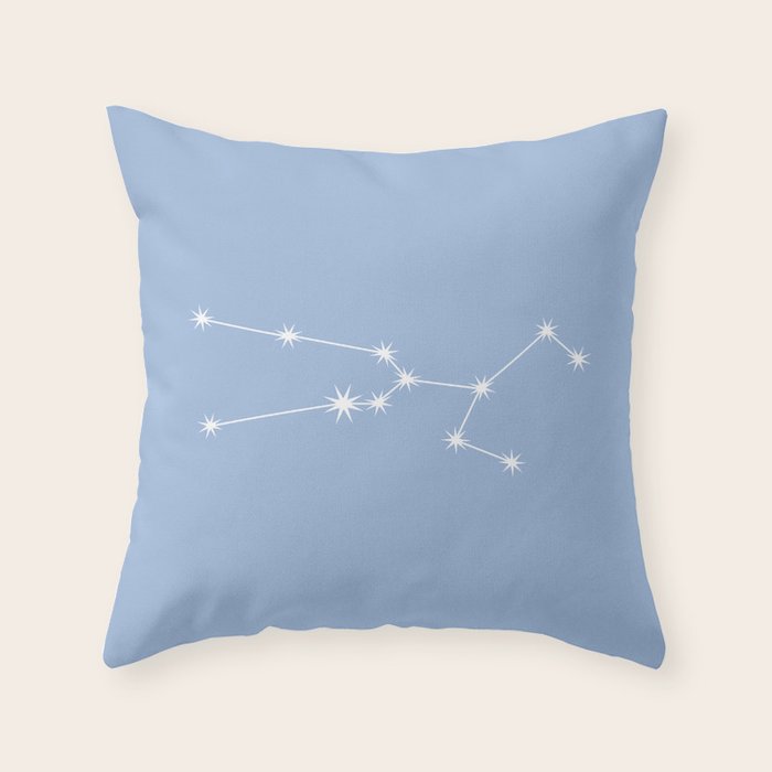 Taurus Zodiac Star Constellation Line Art Sky Blue Throw Pillow Gallery Image 6