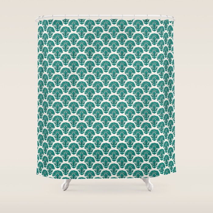 MACHA TEAL Shower Curtain Gallery Image 1