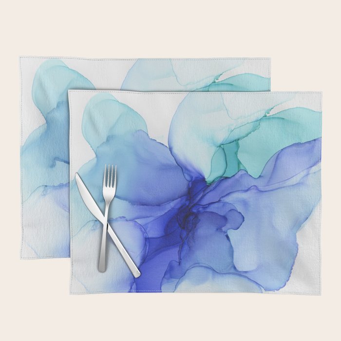 Blue Floral Abstract Ink Placemat Gallery Image 1