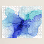 Blue Floral Abstract Ink Jigsaw Puzzle Gallery Image 1