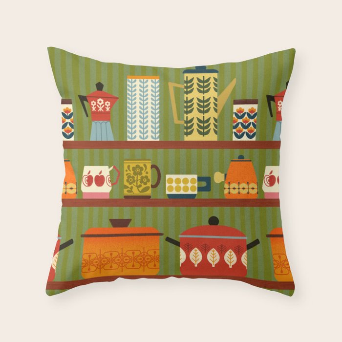 Retro 70s Kitchen Curios Throw Pillow Gallery Image 6
