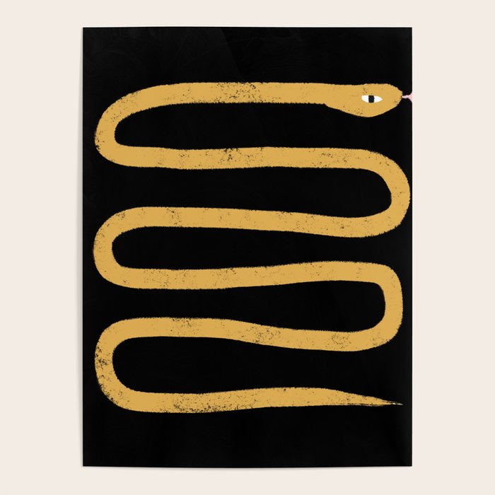 Minimal Snake Black and Gold Poster Gallery Image 1