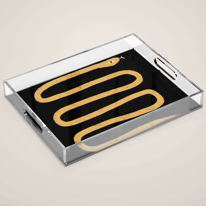 Minimal Snake Black and Gold Acrylic Tray Gallery Image 1