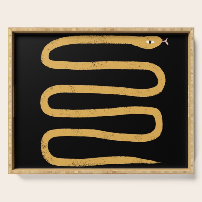 Minimal Snake Black and Gold Serving Tray Gallery Image 1