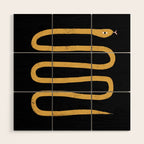 Minimal Snake Black and Gold Wood Wall Art Gallery Image 1