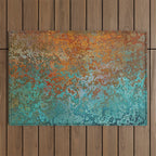 Vintage Copper and Teal Rust Outdoor Rug Gallery Image 1