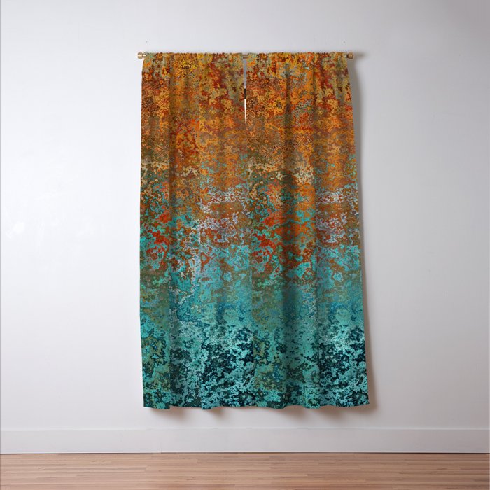 Vintage Copper and Teal Rust Window Curtain Gallery Image 3