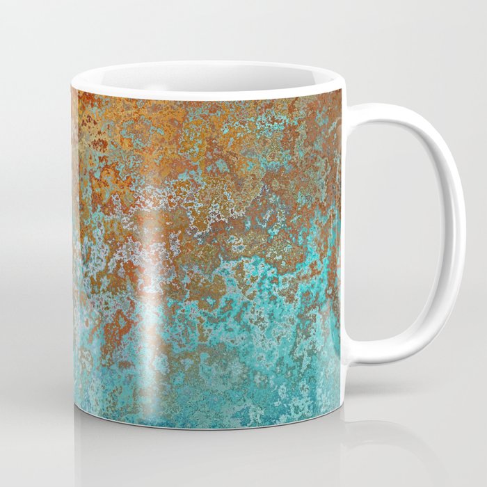 Vintage Copper and Teal Rust Coffee Mug Gallery Image 1