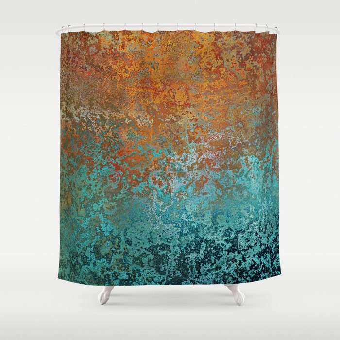 Vintage Copper and Teal Rust Shower Curtain Gallery Image 1